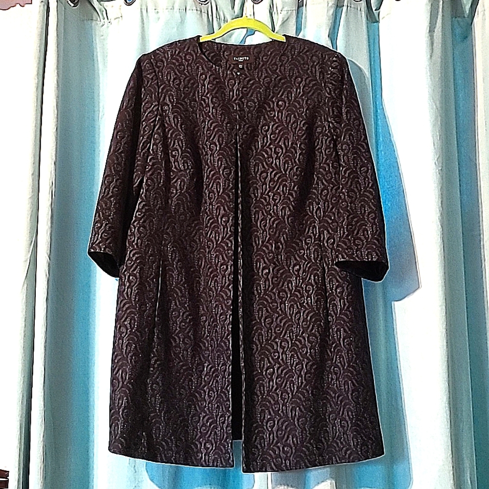 Long green and black lace jacket